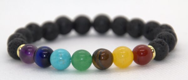 7 Chakras Lave Rock Protection Bracelet - Image 2