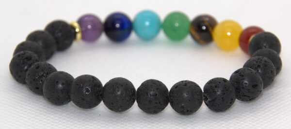 7 Chakras Lave Rock Protection Bracelet - Image 3