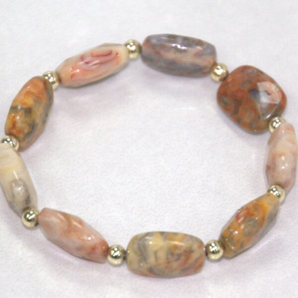 Natural Agate 10mm Faceted Beaded Elastic Bracelet