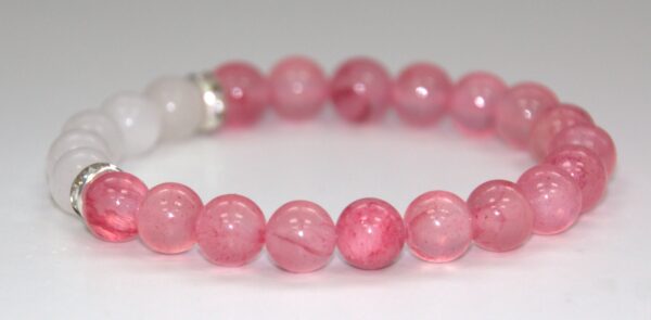 Rose Quartz and White Jade Bracelet - Image 2