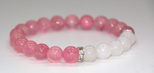 Rose Quartz and White Jade Bracelet - Image 3