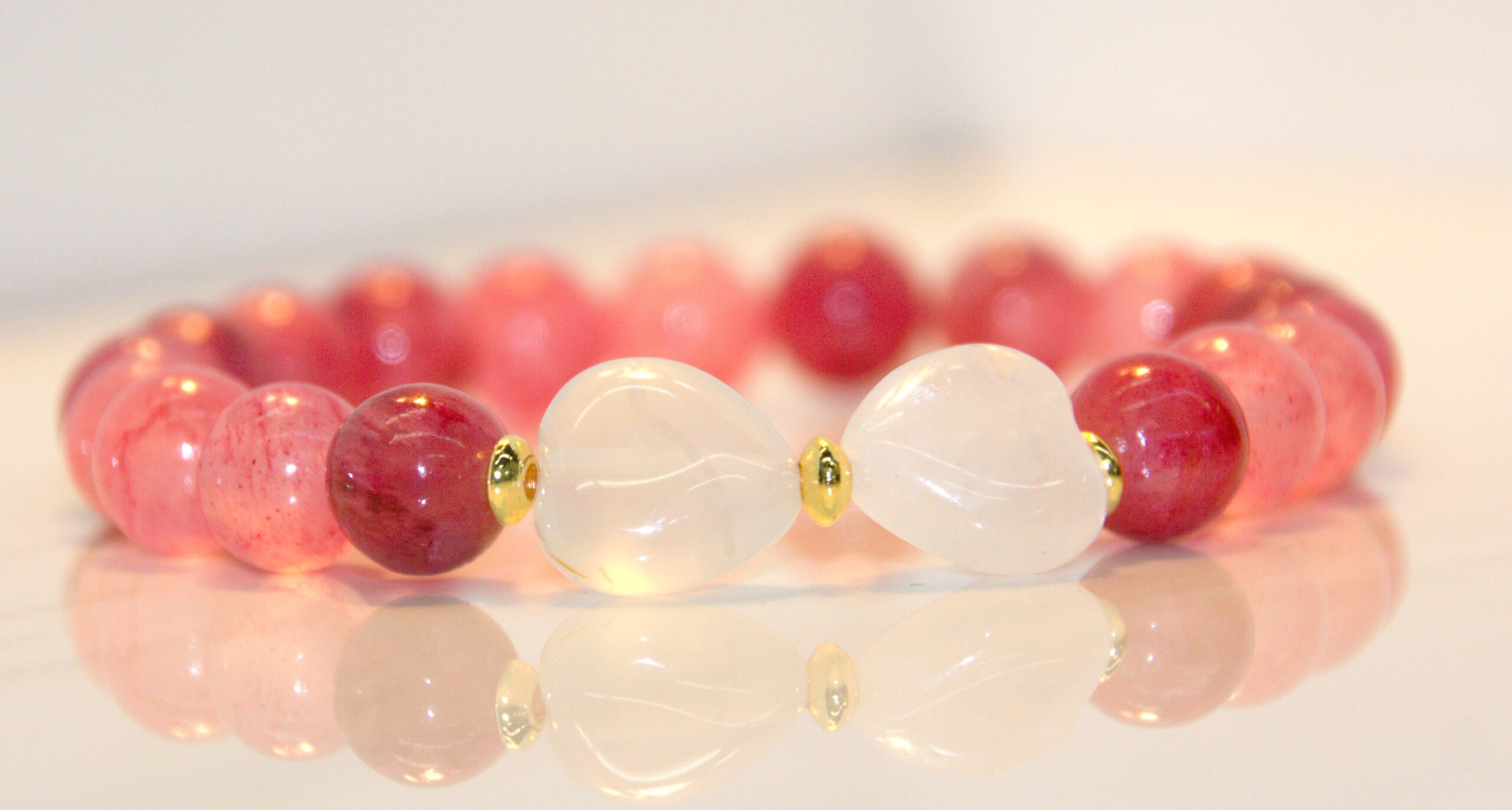 Pink Rose Quartz Bow Bracelet