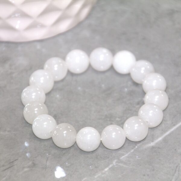 White Jade 12mm Beaded Bracelet